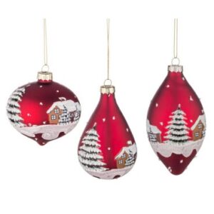 Confezione 6 Pendagli decorati  VILLAGE rosso